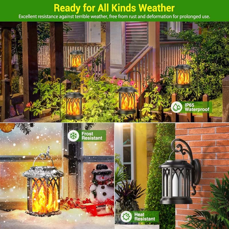 Diigabo 4-Pack Solar Lanterns Outdoor Flickering Flame Waterproof Hanging Lanterns Solar Powered LED for Patio Deck Yard - Image 5
