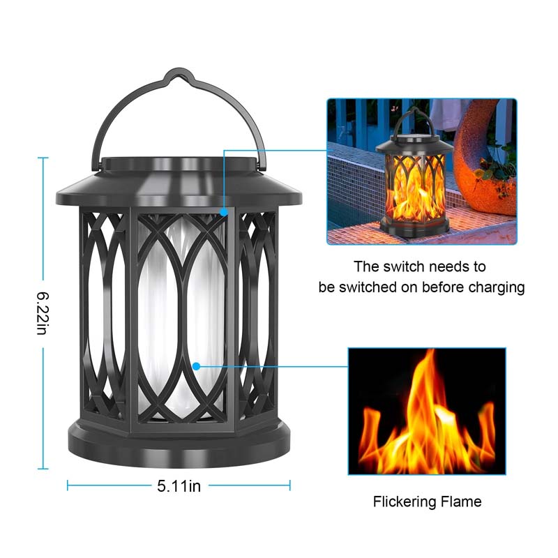 Diigabo 2-Pack Solar Lanterns Outdoor Flickering Flame Waterproof Hanging Lanterns Solar Powered LED for Patio Deck Yard - Image 7