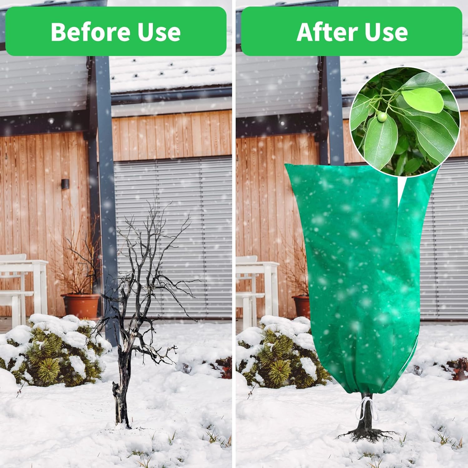 Diigabo 4-Pack Plant Covers Freeze Protection (32" x 48") Zipper Drawstring Reusable Shrub Covers for Frost Winter Cold Weather - Image 3