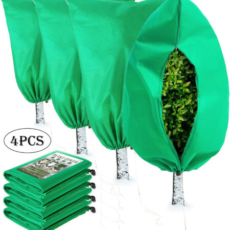 Diigabo 4-Pack Plant Covers Freeze Protection (32" x 48") Zipper Drawstring Reusable Shrub Covers for Frost Winter Cold Weather
