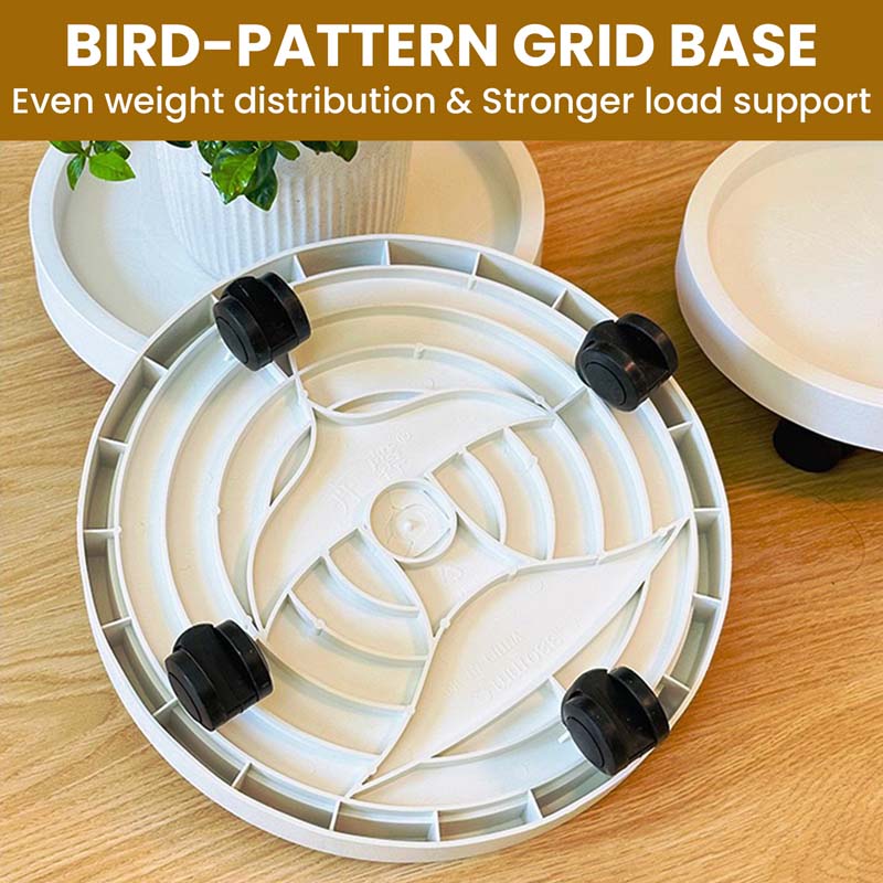 Diigabo 2 Pack 14 Inch Round Plant Caddy with 4 Wheels, Heavy Duty Rolling Plant Stand, Wheeled Planter Saucer Tray Trolley for Planter Pot Indoor Outdoor, White - Image 8